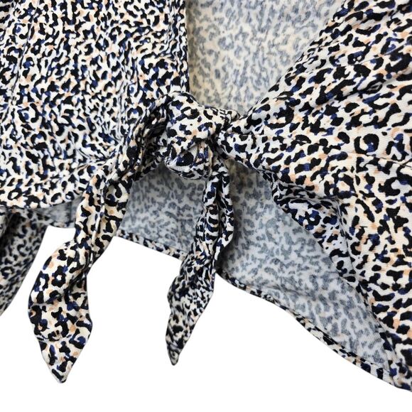 Express Women's XXS Animal Print Long Sleeve Tie-Front Long Sleeve Crop Top - Picture 6 of 16